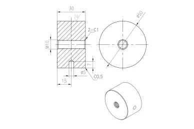 PSG N01.5013N.4XS Uchwyt punktowy rotula do szkła, do powierzchni płaskiej, fi 50/8/M10X70 - szkło 8 - 17,52 mm, pusty dystans, AISI304, satyna