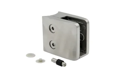 PSG N01.52K2.4BS Glass clamp 52x52x32 mm with bracket, safety pin, glass 8-12.76 mm (AISI 304, 42.4 system, satin)