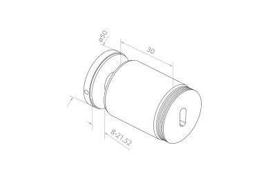 PSG N01.5530.4XP.BLACK Point glass fixing dia. 50/30/M10x40, piano black, glass 8-21.52 mm (AISI 304, flat system, glossy, painted)