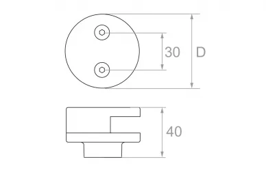 PSG N01.6000.4XS Single-sided glass clamp dia. 60 mm, glass 8-12.76 mm (AISI304, flat system, satin)