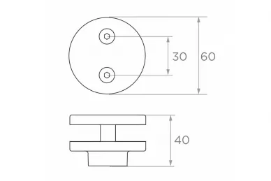 PSG N01.6001.4XS Double-sided glass clamp dia. 60 mm, glass 8-12.76 mm (AISI304, flat system, satin)