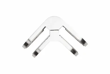 PSG N01.90D5.4US 90° oval glass clamp, 82x45x30mm, safety pin, glass 6-12.76mm (AISI304, universal, satin)