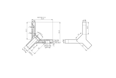 PSG N01.90K2.4US 90° square glass clamp – 53 × 45 × 26 mm, with safety pin, glass 6–10.76 mm (AISI 304, universal, satin)