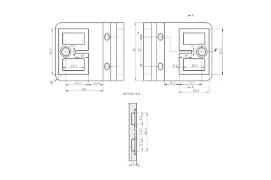 PSG N01.90K2.4US Uchwyt do szkła 90°, kwadratowy – 53 × 45 × 26 mm, z pinem zabezpieczającym, szkło 6–10,76 mm (aisi 304, uniwersalny, satyna)