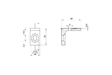 PSG N01.P3540.4XS Wspornik do szkła 40X35X20 mm – stal AISI304, system płaski, satyna