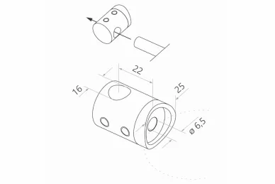 PSG N02.0116.4BS Uchwyt przelotowy do pręta/rury fi 16mm, moc. do rury 42,4mm (aisi304, syst.42,4, satyna)