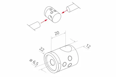 PSG N02.0412.4XS Uchwyt przelotowy łączący do pręta/rury fi 12mm, moc.do płaszczyzny (aisi304, syst.płaski, satyna)