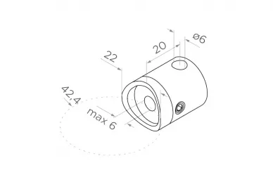 PSG N03.0106.4BS Uchwyt przelotowy do linki fi 6mm, moc.do rury 42,4mm (aisi304, syst.42,4, satyna)