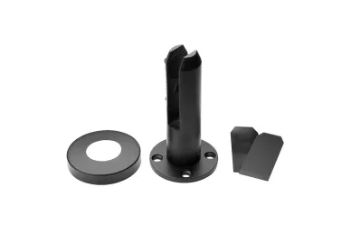 PSG N04.4802.4UM.9005 Vertical glass clamp spigot, round dia. 48 mm, with cover, H=182 mm, glass 12-17.52 mm (AISI 304, universal, satin)