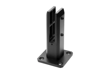 PSG N04.5801.4UM.9005 Vertical glass clamp spigot, black, square 50x50/100x100mm, with cover, H=182mm, glass 12-17.52mm (AISI 304, universal, satin)