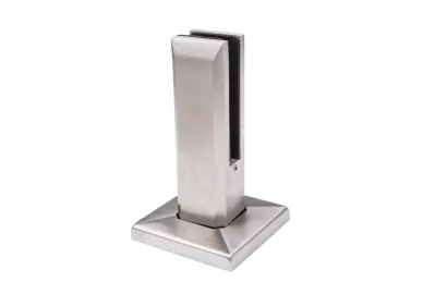 PSG N04.5801.4US Vertical glass clamp spigot, square 50x50/100x100 mm, with cover, H=182 mm, glass 12-17.52 mm (AISI 304, universal, satin)