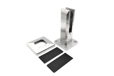 PSG N04.5801.4US Vertical glass clamp spigot, square 50x50/100x100 mm, with cover, H=182 mm, glass 12-17.52 mm (AISI 304, universal, satin)