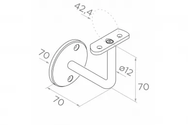 PSG N05.0101.4BP Mocowanie poręczy 42,4mm, fi 70/12mm, moc.do ściany, 2 otw.montaż. (aisi304, syst.42,4, połysk)