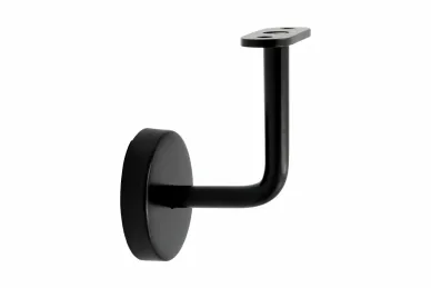 PSG N05.0106.4XM.9005 Flat handrail bracket with cover for wall mounting – black, for flat surface, dia. 70/12 mm, 3 mounting holes, AISI 304