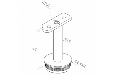 PSG N06.01B2.4BS Podpora poręczy 42,4mm, fi 14/H77, wbijana (aisi304, syst.42,4, satyna)
