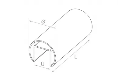 PSG N100.0005.4BS Pochwyt nakładany na szkło fi 42,4x5000mm, U=24mm, szkło 8-21,52mm (aisi304, syst.42,4, satyna)