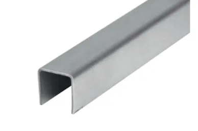 PSG N100.C1276.4XS U-channel for glass 12.76mm, L 2500mm, outer dim. 16.5/16.5/16.5 x1.5mm (AISI 304, flat system, satin)