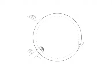 PSG N12.06M8.4US Kula wkręcana pusta fi 60/2mm, M8 (aisi304, uniwersalny, satyna)