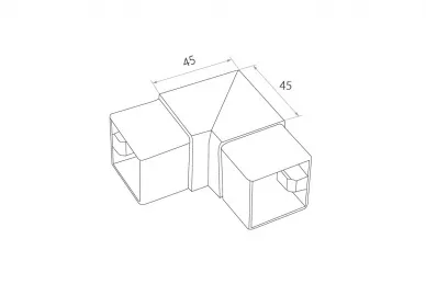 PSG N13.1102.4ES 90° elbow for 40x40 profile, H45 mm (aisi304, system 40x40, satin)