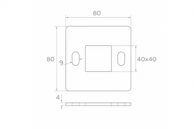 PSG N21.05E2.4ER Podstawa słupa do spawania 80x80/40x40/H4mm, otw.montaż. 2x fi 9x20mm (aisi304, syst.40x40, pow.surowa)