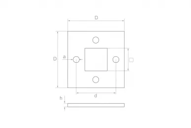 PSG N21.06E1.4ES Post base for welding 100x100/40x40/H6 mm, mounting holes 4x fi 11 mm (aisi304, system 40x40, satin)