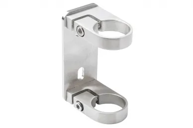 PSG N22.0202.4BS Side post anchoring 42.4 mm (two clamps), spacing 35 mm, 56x135 mm, 2 mounting holes M8 (aisi304, system 42.4, satin)