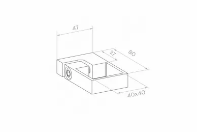 PSG N22.0301.4XS Clamp for 40x40 mm profile, side anchoring, 2 mounting holes M8 (aisi304, flat system, satin)