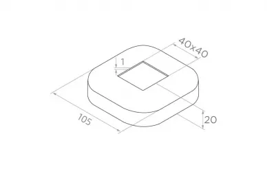 PSG N23.09E3.4ES Cover rosette for 40x40 profile, 105x105/40x40/H20/1mm (AISI 304, 40x40 system, satin)