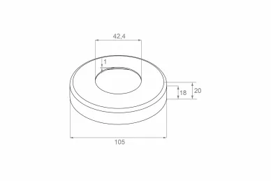 PSG N23.1041.4BP Rozeta maskująca do rury fi 42,4mm, 105/42,4/H20/1mm (aisi304, syst.42,4, połysk)