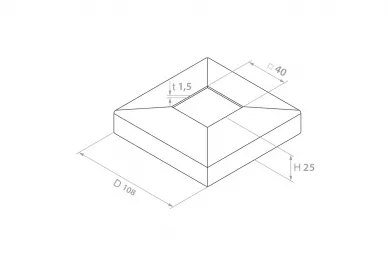PSG N23.10E1.6ES Rozeta maskująca do profilu 40x40, 108x108/40x40/H25/1,5mm (aisi316, syst.40x40, satyna)