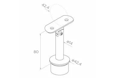 PSG N31.1606.4BS Słupek środkowy fi 42,4x960mm, 4 uchwyty przelotowe rurki fi 12mm, moc.w podłogę (aisi304, syst.42,4, satyna)
