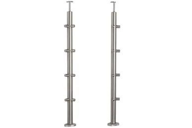 PSG N31.1609.4BS Słupek narożny fi 42,4x960mm, 8 uchwytów końcowych rurki fi 12mm, moc.w podłogę (aisi304, syst.42,4, satyna)