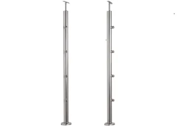 PSG N31.1610.4BS Słupek środkowy fi 42,4x1060 mm, 4 uchwyty przelotowe rurki fi 12mm, moc.w podłogę (aisi304, syst.42,4, satyna)