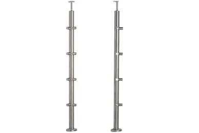 PSG N31.1620.4BS Słupek narożny fi 42,4x1060mm, 8 uchwytów końcowych rurki fi 12mm, moc.w podłogę (aisi304, syst.42,4, satyna)