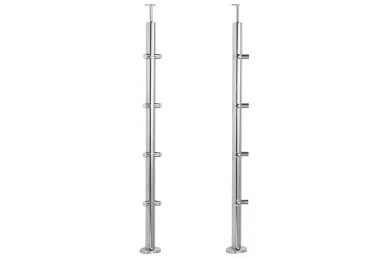 PSG N31.1723.4BP Słupek narożny fi 42,4x1060mm, 8 uchwytów końcowych rurki fi 12mm, moc.w podłogę (aisi304, syst.42,4, połysk)