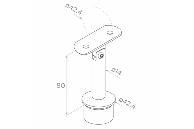 PSG N31.1797.4BS Middle post fi 42.4x1130mm, 4 crossbar holders for fi 12mm tubes, side mounting (AISI 304, 42.4 system, satin)