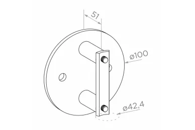 PSG N31.1797.4BS Słupek środkowy fi 42,4x1130mm, 4 uchwyty przelotowe rurki fi 12mm, moc.boczne (aisi304, syst.42,4, satyna)