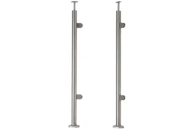 PSG N31.1893.4BS End post right/left fi 42.4x1060mm, 2 glass clamps, floor mounting (AISI 304, 42.4 system, satin)