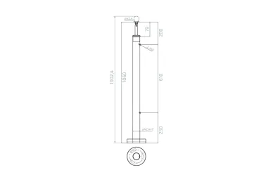 PSG N31.1893.4BS Słupek końcowy prawy/lewy fi 42,4x1060mm, 2 uchwyty do szkła, moc.w podłogę (aisi304, syst.42,4, satyna)