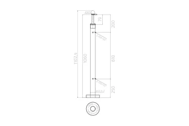 PSG N31.1897.4BS Słupek balustradowy narożny ze stali nierdzewnej – fi 42,4x1060/1102,4 mm/ 4 uchwyty do szkła, szlifowany