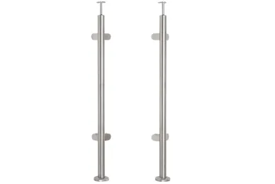 PSG N31.1897.4BS Stainless steel corner balustrade post – fi 42.4x1060/1102.4 mm/ 4 glass clamps, brushed