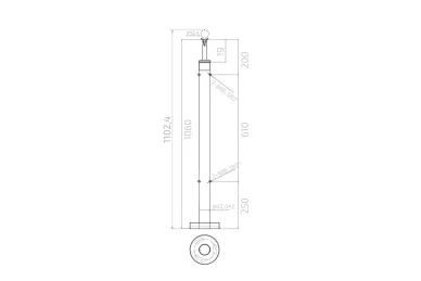 PSG N31.1899.4BS Słupek balustradowy środkowy ze stali nierdzewnej – fi 42,4x1060/1102,4 mm/ 4 uchwyty do szkła, szlifowany
