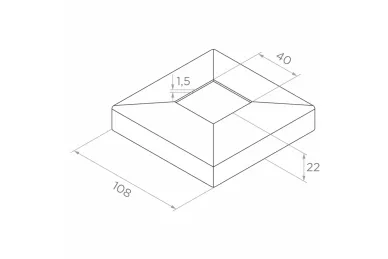 PSG N31.2465.4ES Stainless steel left end balustrade post – 40x40x1060/1100 mm/ 2 glass clamps, brushed