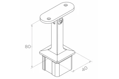 PSG N31.2469.4ES Słupek balustradowy środkowy ze stali nierdzewnej 40x40x1060/1100 mm/ 4 uchwyty, szlifowany