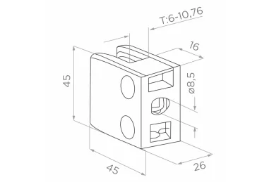 PSG N31.2469.4ES Słupek balustradowy środkowy ze stali nierdzewnej 40x40x1060/1100 mm/ 4 uchwyty, szlifowany