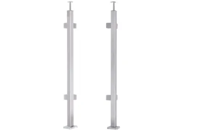 PSG N31.2471.4ES Słupek balustradowy narożny ze stali nierdzewnej – 40x40x1060/1100 mm/ 4 uchwyty do szkła, szlifowany