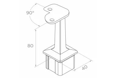 PSG N31.2471.4ES Stainless steel corner balustrade post – 40x40x1060/1100 mm/ 4 glass clamps, brushed