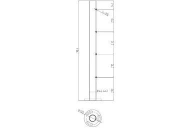 PSG N31.B1610.4BS Słupek balustradowy środkowy fi 42,4 x 981 mm - aisi304, 4 otwory z gwintem M6, mocowanie w podłogę, satyna