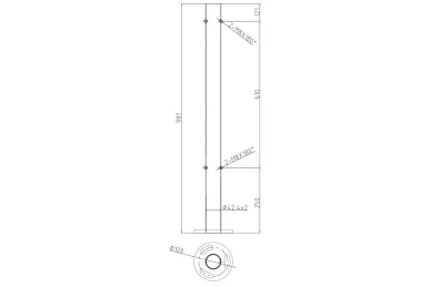 PSG N31.B1899.4BS Słupek środkowy fi 42,4x981mm, 4 otwory z gwintem M8, moc.w podłogę (aisi304, syst.42,4, satyna)