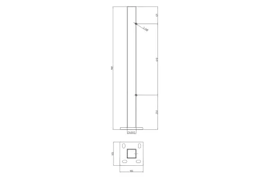 PSG N31.B2465.4ES End post 40x40x981mm, 2 holes with M8 thread, floor mounting (AISI 304, 40x40 system, satin)